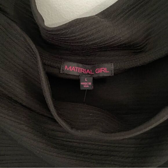 Material Girl Women’s Boat Neck Cropped Cropped Ribbed Blouse Black L - Picture 2 of 3